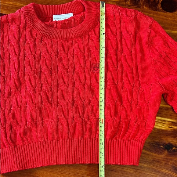 Chiara Ferragni Red Cable Knit Cropped Sweater - Picture 7 of 8